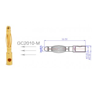 Banana Plug Gold Connector 2.0mm Male L16.5mm (  )