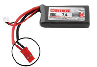 Team Orion LiPo Battery 7.4V 800mAh 50C SoftCase JST with LED Charge Status (  )