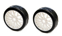 HobbySoul 1/8th On-Road Slick Tyres on White Wheels 2pcs (  )