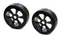HobbySoul 1/8th On-Road Slick Tyres on 6-Spoke Black Wheels 2pcs (  )