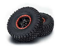 TFL Baja Heavy Duty Tires 116mm on 1.9 5-Spoke Aluminium Wheels Black/Red 2pcs (  )