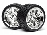 HPI Phaltline Tyres 140x70mm on Tremor Wheel Chrome HEX17mm 2pcs