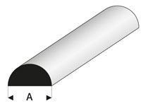 Super Stryrene ASA Half Round Rod Profiles 2.5x330mm White 1pcs (  )