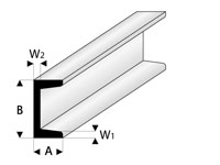 Super Stryrene ASA Channel Profiles 0.75x1.5x330mm White 1pcs (  )