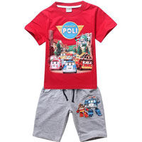 Robocar Poli Friends T-Shirt Red with Shorts Grey 100 (  )