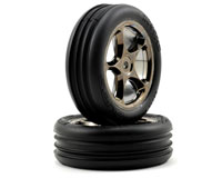 Alias Ribbed Tires 2.2 on Tracer Black Chrome Wheels Front 2pcs (  )