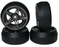 YeahRacing Spec D FS Drift Tire on 5-Spoke Black 3 Offset & 3 Degree 4pcs (  )
