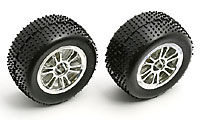 RC18 Wide Spoked Wheel Chrome with Mini-Pin Tire Mounted 2pcs (  )