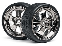 Mounted Super Low Thread Tire on Wheel Black Chrome 4pcs (  )
