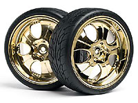Mounted Super Low Thread Tire on Wheel Gold 4pcs