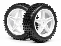 White Front Wheel & Tyre Assembly 1/10 Buggy 2pcs (  )