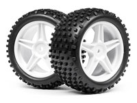 White Rear Wheel & Tyre Assembly 1/10 Buggy 2pcs (  )