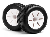 White Wheel & Tyre Assembly 1/10 Truggy 2pcs (  )