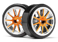 Gold Chrome 10 Spoke Wheels with Drift Tyres Stada Evo DC 2pcs (  )