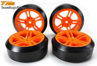 Drift Tires 45 Mounted 5 Spoke Orange wheels 4pcs (  )