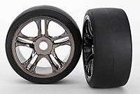 Traxxas Pre-Mounted Front Tire & Wheel Set Black Chrome XO-1 2pcs (  )