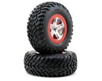 Racing Compound Tires on SCT Split-Spoke Satin Chrome Red Beadlock 2pcs (  )