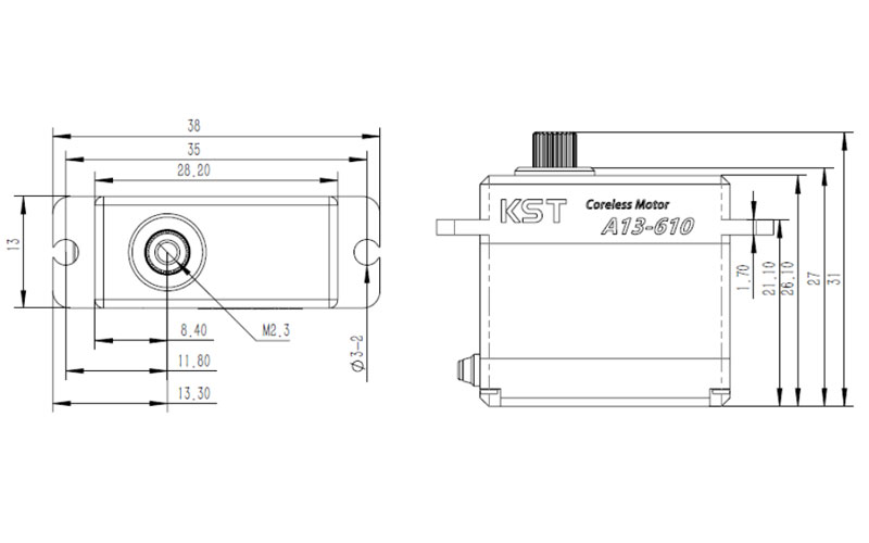 Цифровой сервопривод KST A13-610 HV Metal Gear Coreless Digital Servo (KST-A13-610) (нажмите для увеличения) Цифровой сервопривод KST A13-610 HV Metal Gear Coreless Digital Servo (KST-A13-610) (нажмите для увеличения)