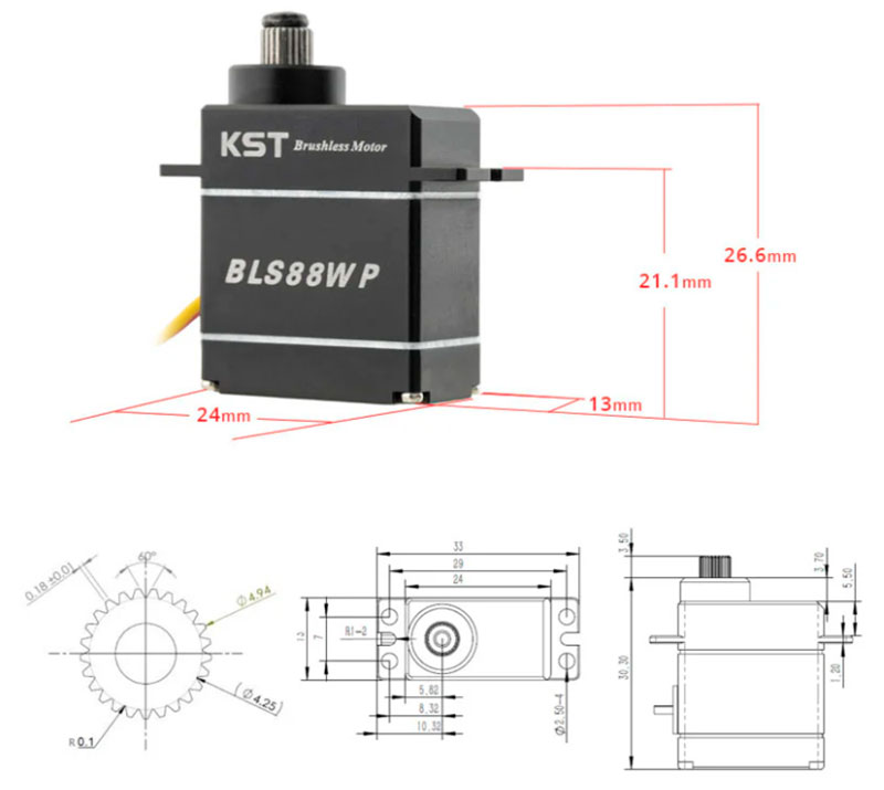 Цифровой сервопривод влагозащищённый KST BLS88WP HV Waterproof Brushless Micro Metal Gear Digital Servo (KST-BLS88WP) (нажмите для увеличения) Цифровой сервопривод влагозащищённый KST BLS88WP HV Waterproof Brushless Micro Metal Gear Digital Servo (KST-BLS88WP) (нажмите для увеличения)