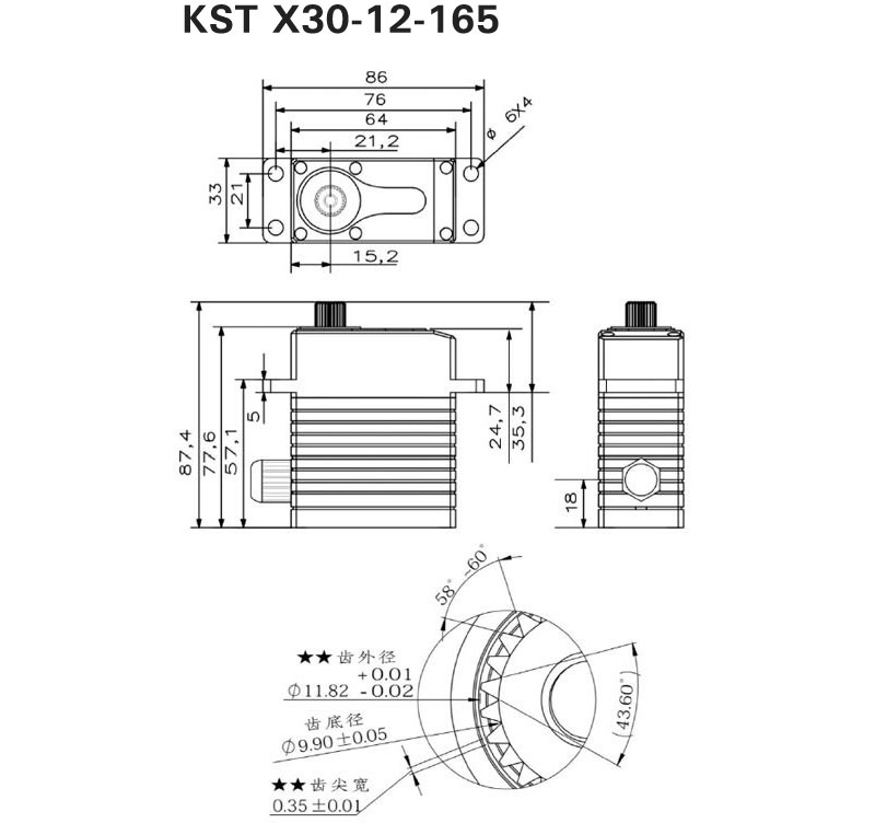 Сервомашинка цифровая бесколлекторная KST X30-12-165 HV Digital Brushless Servo (KST-X30-12-165) (нажмите для увеличения) Сервомашинка цифровая бесколлекторная KST X30-12-165 HV Digital Brushless Servo (KST-X30-12-165) (нажмите для увеличения)