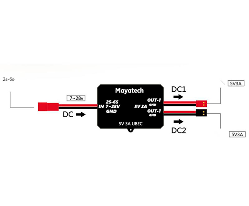 Регулятор напряжения Mayatech UBEC 5V 3A Step-Down Power Supply Module 7-28V (MAY-5V3A-UBEC) (нажмите для увеличения) Регулятор напряжения Mayatech UBEC 5V 3A Step-Down Power Supply Module 7-28V (MAY-5V3A-UBEC) (нажмите для увеличения)