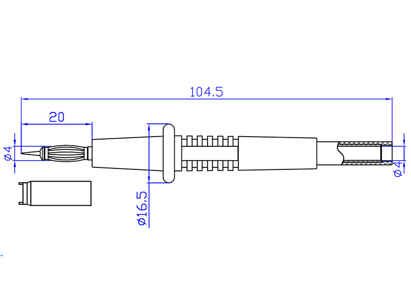 Щуп измерительный для мультиметра-тестера Amass 4mm Measuring Tip Needle Black CATII 1000V / Max. 32A (AM-20.157.2) (нажмите для увеличения) Щуп измерительный для мультиметра-тестера Amass 4mm Measuring Tip Needle Black CATII 1000V / Max. 32A (AM-20.157.2) (нажмите для увеличения)