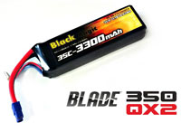 Black Magic 3S LiPo Battery 11.1V 3300mAh 25C Blade 350QX2