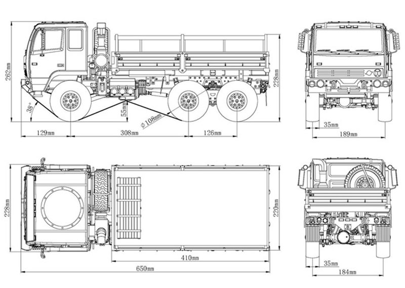 Радиоуправляемый грузовик М1083 Cross-RC FC6 M1083 FMTV US Rock Crawler Truck 6x6 1:12 Kit (CR90100082) (нажмите для увеличения)