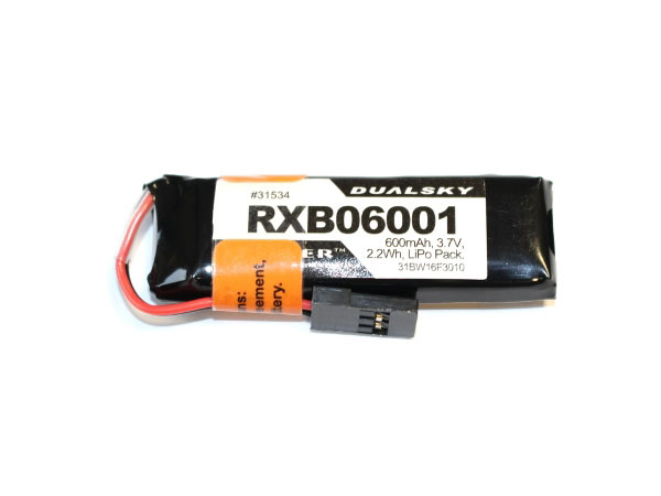 Аккумулятор Dualsky RXB LiPo Battery 1S 3.7V 600mAh 20C JR 31534 (RXB06001) (нажмите для увеличения)