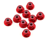 Aluminum Flanged Nylock Locknut M3mm Red 10pcs (  )