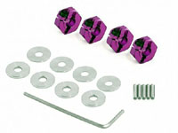 Thin Aluminium Hex Hub Clamp Type Purple 4pcs