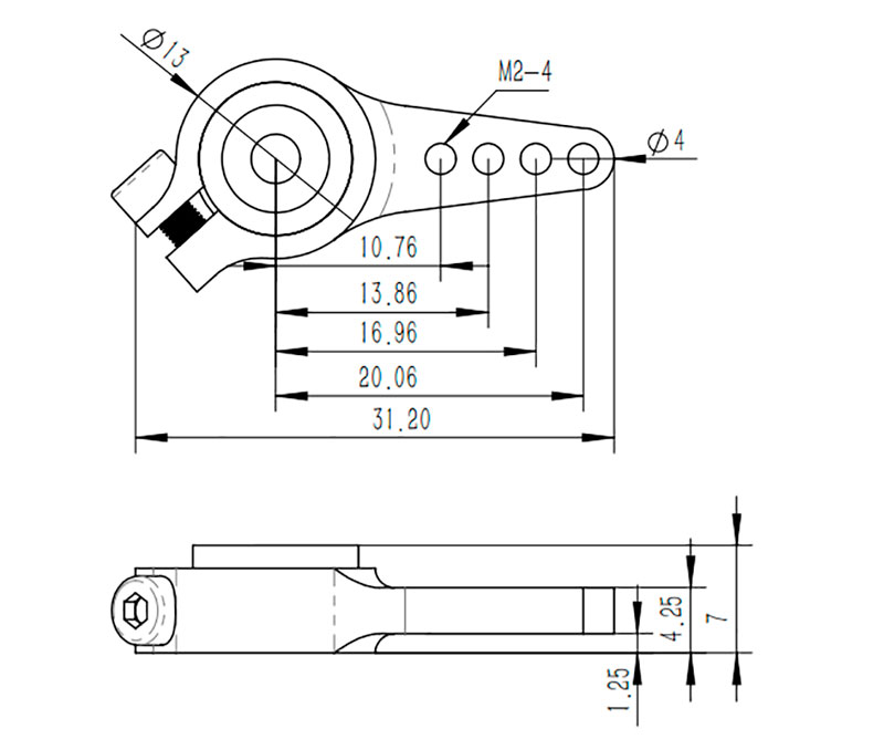 Алюминиевая качалка сервопривода KST Metal Single Servo Horn 25T-6A 31.2mm (KST-25T-6A) (нажмите для увеличения) Алюминиевая качалка сервопривода KST Metal Single Servo Horn 25T-6A 31.2mm (KST-25T-6A) (нажмите для увеличения)