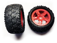 RemoHobby SMax Rubber Tires Assembly 1/16 Red 2pcs (  )