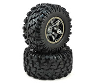 X-Maxx 8S Rated Pre-Mounted Tires & Wheels Black Chrome 207x100mm 2pcs (  )