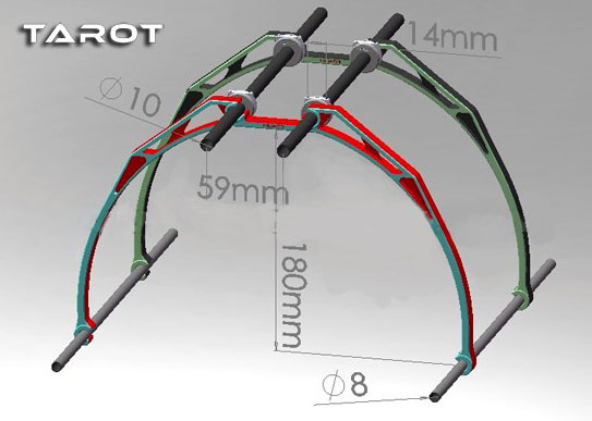 Посадочное шасси Tarot Aircraft Landing Skid DIY for 4/6-axis Multicopter Red (TL8201-02) (нажмите для увеличения) Посадочное шасси Tarot Aircraft Landing Skid DIY for 4/6-axis Multicopter Red (TL8201-02) (нажмите для увеличения)