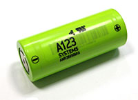 A123 LiFePo4 Battery 3.3V 2500mAh 26650 (нажмите для увеличения)
