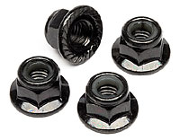 Flanged Lock Nut M5mm Clockwise Black 4pcs (  )