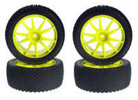 Micro Square Tire with Wheel Yellow 4pcs