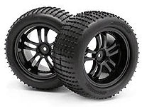 Minizilla Micro Pin Tire & Black Wheel PR 2pcs