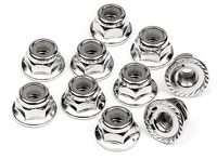 Serrated Flanged Lock Nut M4mm Silver 10pcs (  )