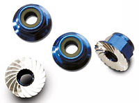 Aluminum Blue-Anodized Nuts M4mm Flanged Nylon Locking 4pcs