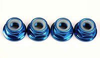 Aluminum Blue-Anodized Nuts M5mm Flanged Nylon Locking 4pcs (  )