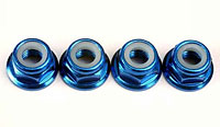 Aluminum Blue-Anodized Nuts M5mm Flanged Nylon Locking 4pcs