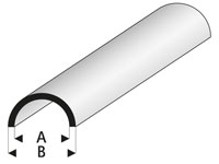 Super Stryrene ASA Half Round Hollow Profiles 1.5/3x330mm White 1pcs (  )