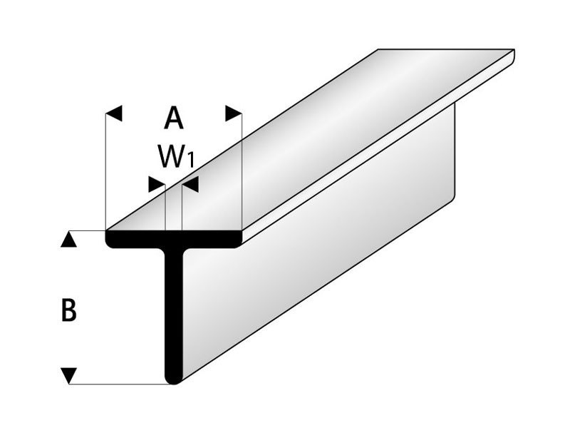 Пластиковый профиль Т Super Stryrene ASA T-Beam Profiles 6x6x330mm ...