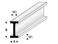 Super Stryrene ASA I-Beam Profiles 1.5x3x330mm White 1pcs (  )