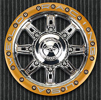 HD Cheyenne Narrow 2.75 Bead-Loc 3.8 40 Series Chrome/Gold Zero Offset Hex 23mm Wheels 2pcs (  )