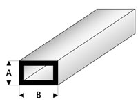 Super Stryrene ASA Rectangular Tube Profile 2x4x330mm White 1pcs (  )