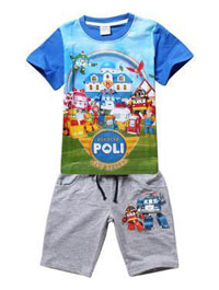 Robocar Poli Friends T-Shirt Blue with Shorts Grey 95 (  )