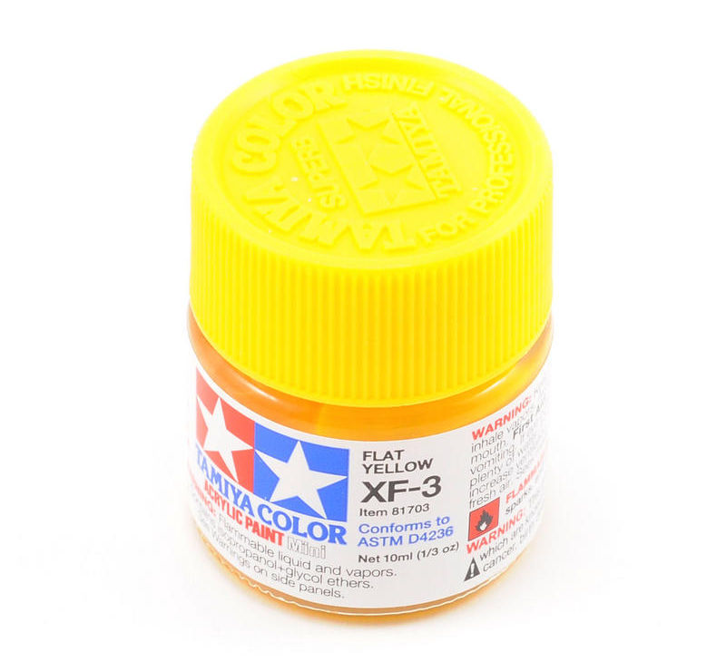 Краска акриловая для пластика Tamiya XF-3 Acrylic Mini Flat Yellow 10ml ...